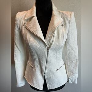 BCBGMaxAzria BOE Ivory Textured Moto Jacket Size XS